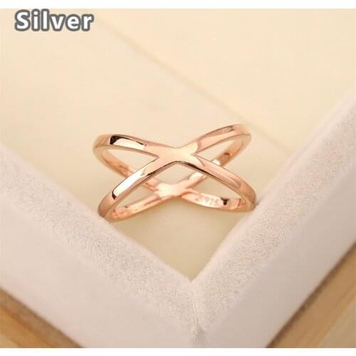 Best selling European and American fashion S925 silver plated rose gold creative cross ring womens jewelry gift