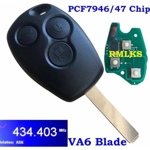 3 Button Car Remote Key Fob 433Mhz ASK ID46 PCF7946/PCF7947 Chip For Renault /Kangoo II /Clio III Auto Replacement Keyless Alarm