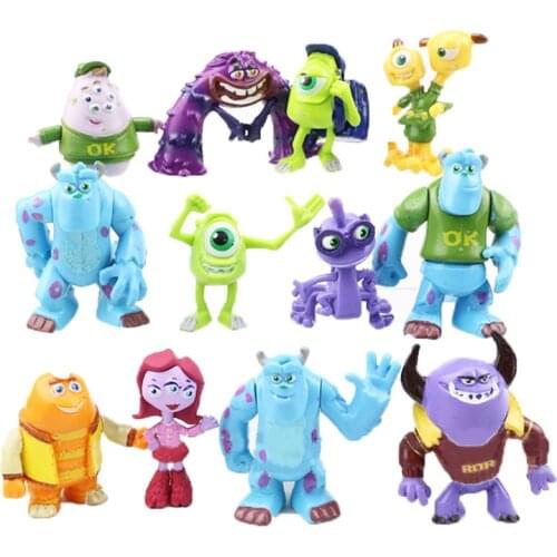 Disney Monsters University Action Figure Toys 12 Pcs/lot Mike Sullivan Anime Cartoon Decoration Model Dolls Kids Christmas Gifts