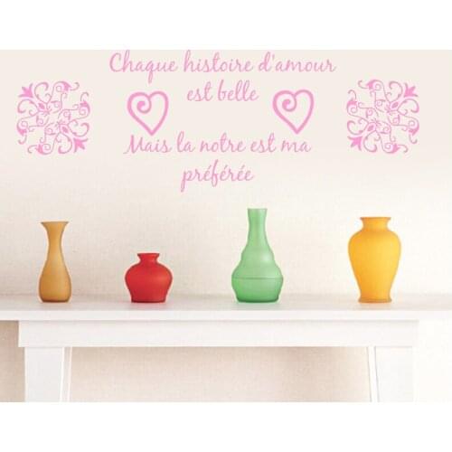 French Version Chaque Histoire Damour Wallpaper Home Decor Wall Sticker Vinyl Mural Wall Poster For Home Decoration Y-325