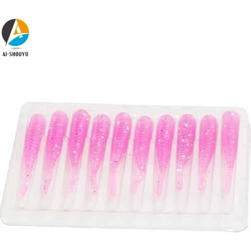 AI-SHOUYU 20pcs 40mm 0.3g Soft Worm TPR Fishing Lure Soft Bait Pesca Jig Trout Jig Swimbait Flowting Trout Fishing Lure