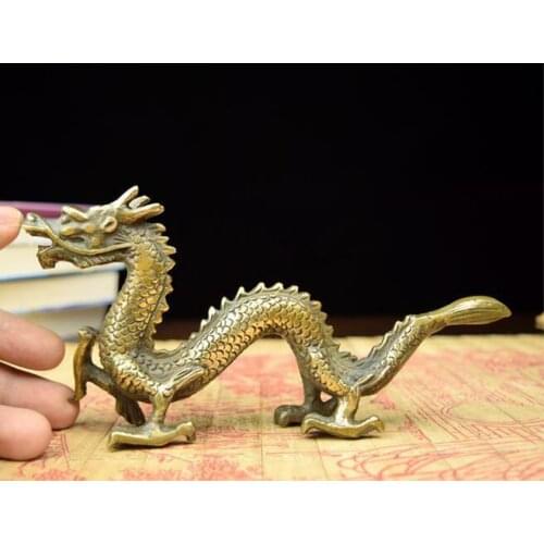 Chinese hand work old copper carved dragon statue