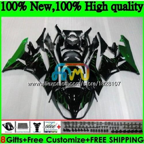 Body For KAWASAKI Green flames ZX636 ZX600 ZX-6R ZX 6R ZX 636 600CC 9BS.20 ZX-636 ZX6R 09 10 11 12 2009 2010 2011 2012 Fairing