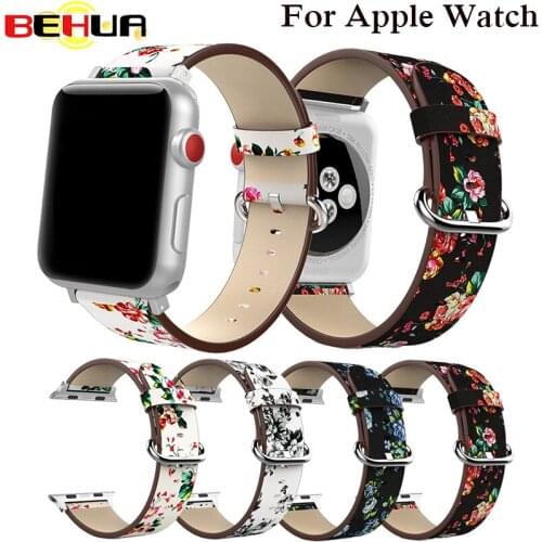 Leather Watchband for Apple Watch 38mm 42mm For iWatch Series 1 Series 2 Series 3 Flower Strap Floral Prints Wrist Band Bracelet