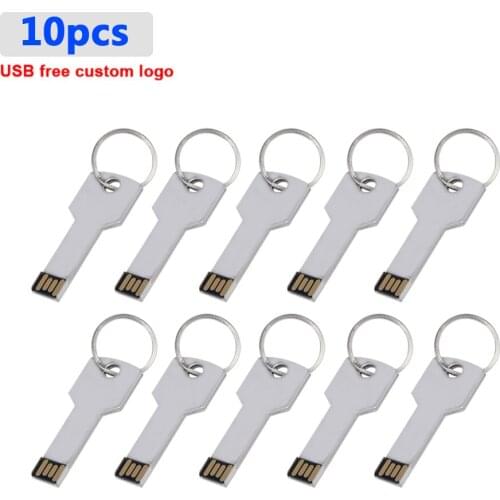 10pcs/lot logo free USB 2.0metal waterpoof Flash Drive 128GB 8gb 4gb Pendrive64gb 32gb 16gb U Disk Memory Stick Metal Pendrive
