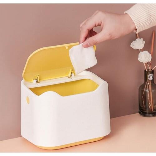 Cute Desktop Trash Can Household Table Simple Modern Creative Push Type Debris Plastic Trash Can Debris Storage Box