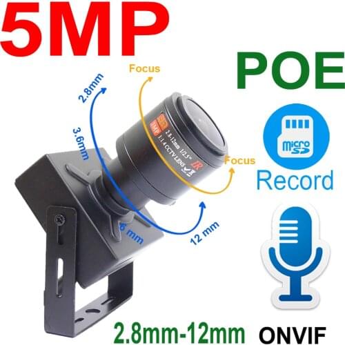 JIENUO 5MP Audio Mini POE Camera Ip 2.8mm-12mm Lens Zoom Cam Cctv Security Surveillance High Definition Onvif Small Home Camera