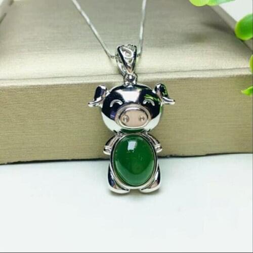 Fashion Jewelry Jade Pendant Twelve Chinese Zodiac Lucky Amulet S925 Silver Necklace Fashion