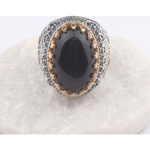 Handmade Mans 925 Silver Black Agate Ring, 925 Silver Ring, Silver Handmade Ring for Man
