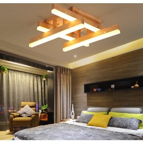Nordic solid wood LED chandelier modern simple living room dining room living room lamp bedroom light personal ceiling lamp m