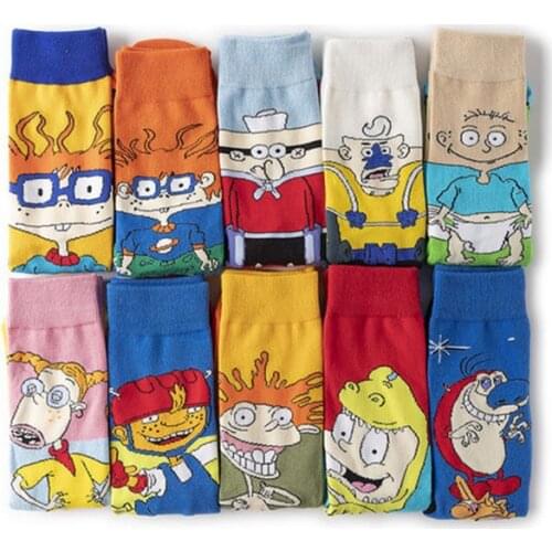 2021 Anime Print Knee-High AB Socks Creative Fashion Personalized Men Women Comfort Breathable Cotton Sock Adult Long Socks