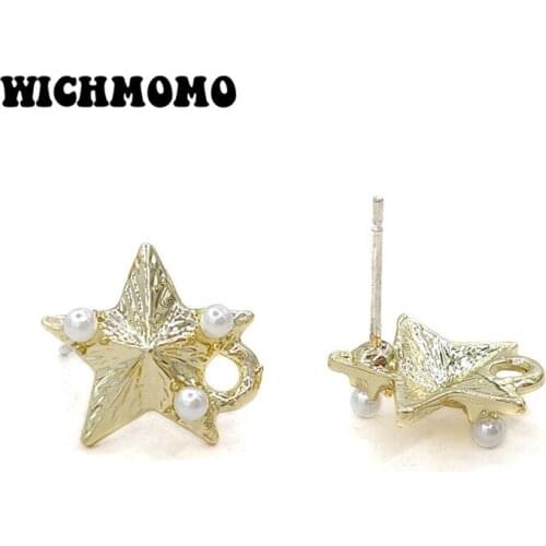2020 New 14*13mm High Quality Alloy Pentagram Inlaid Acrylic Pearl Earring Base Connectors for DIY Earring Jewelry Accessories