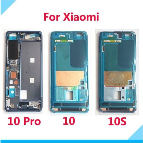 Original Middle Frame Housing Bezel For Xiaomi Mi 10, Mi 10 Pro, Mi 10S LCD Supporting Front Frame Power Volume Button Parts
