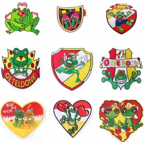 Prajna Oeteldonk Emblem Frog Carnival For Netherland Emblems Full Embroidered Iron On Embroidered Clothing Patches For Clothing