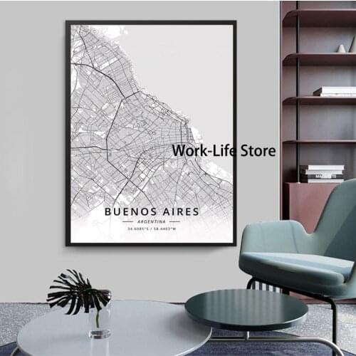 Rosario Buenos Aires Argentina Map Poster Painting Art Poster Print Canvas Home Decor Picture Wall Print