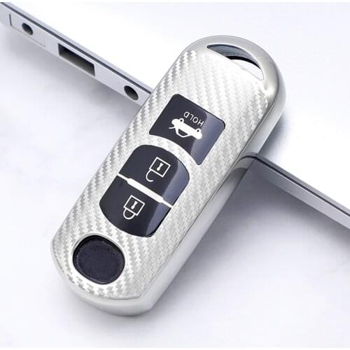 Luxury Carbon Fiber TPU Car Key Case Cover For Mazda 3 5 6 Axela Atenza CX-5 CX5 CX-7 CX-9 2014 2015 2016 2017 Smart Accessories