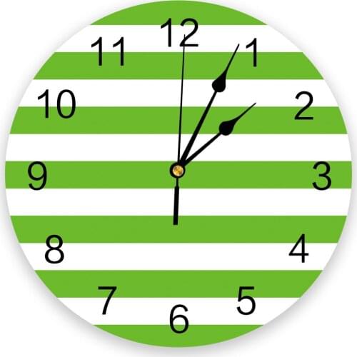 Modern Wall Clock Stripes Green PVC Wall Clock Home Decor Bedroom Silent Oclock Watch Wall for Living Room