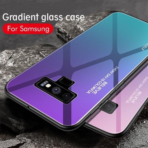 Gradient Glass Case For Samsung Galaxy Note 9 8 Case Cover Glass Shell For Samsung Note9 Note8 Case Luxury Business Phone Fundas