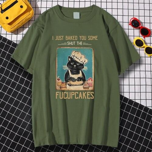 Hardworking Cake Chef Cat Print Male T-Shirts Funny Simplicity Tee Shirts Aesthetic Comfortable Tops Fitted Branded T-Shirts Men