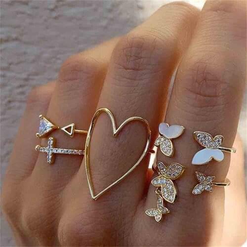 In 2021 Hiphop/Rock The Punk Finger Ring The Geometric Irregular Heart Ring Bohemia Friendship Engagement Wedding Rings