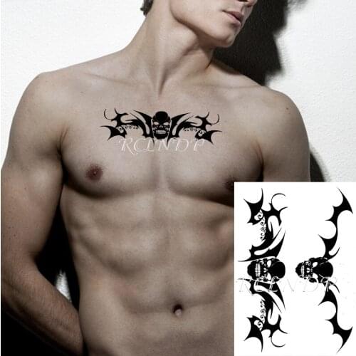 Waterproof Temporary Tattoo Sticker Skull Bat Wings Fake Tatto Flash Tatoo Hand Arm Foot Body Art for Men Women