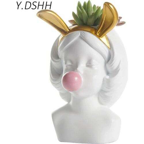 Y.DSHH Mini Creative Nordic Style Resin Flower Vase Decoration Home Decorative Vases For Flowers Pot Small Vintage Table Vase 02