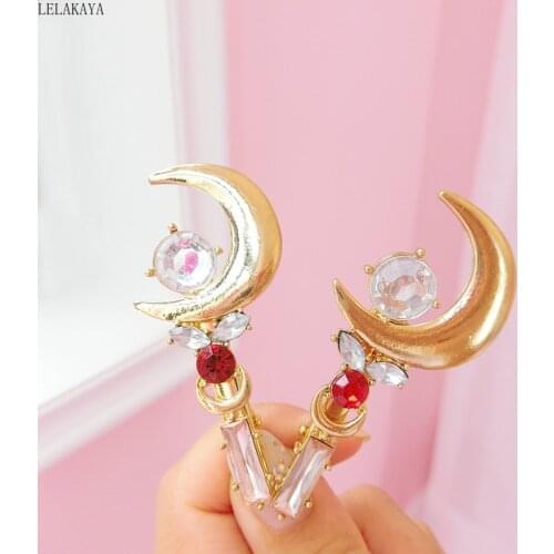 Japan Anime Sailor Moon Stick Hairclip Hairpin hair Accessories Barrettes Action Figure Pink Rhinestone Hair Clip Pins Jewelry
