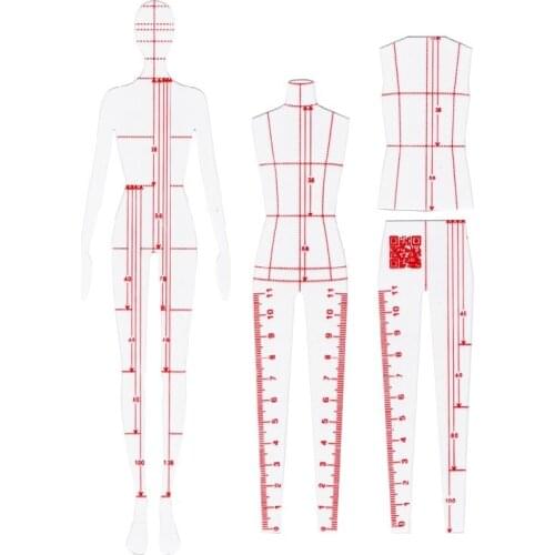 Women Fashion Design Ruler Women Cloth Original Human Body Model Female Figure Template Ruler Suitable for A4 Paper Design