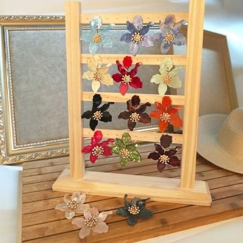 Multiple Acrylic Resin Flower Drop Earrings for Women 2020 Fashion Shiny Crystal Big Statement Earrings Party Wedding Jewelry