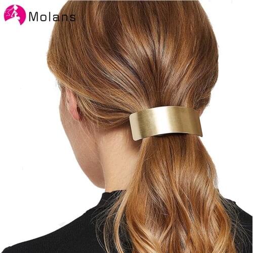 Molans Simple Metal Ponytail Hairpins Geometric Hollow Alloy Women Hairgrip New Smooth Sturdy Alloy Makeup Hair Holder Clips