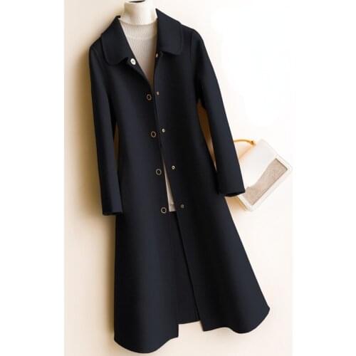 2021 Autumn 100% Genuine Wool Coat Female Black Double-faced Woolen Coats and Jackets Women Korean Clothes Manteau Femme Gmm172