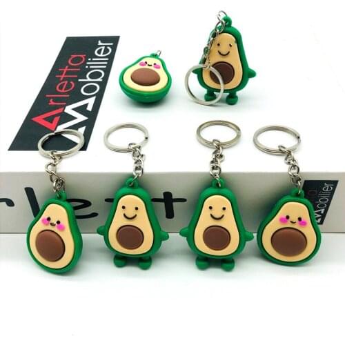 1pcs New Simulation Fruit Avocado Smile-shaped Keychain Toys Avocado Key Chains Fashion Birthday Gifts
