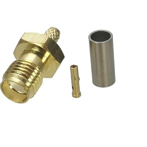 1Pcs Connector SMA Female Jack Crimp RG174 RG316 LMR100 Cable Straight RF Coaxial Brass