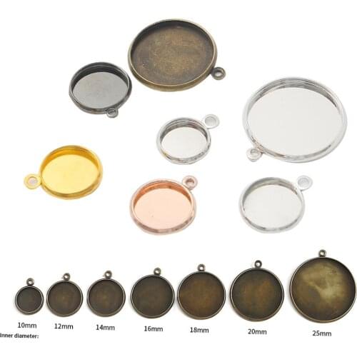 10pcs/lot 10-25mm Round Cabochon Base Tray Bezels Blank Setting Supplies For Jewelry Making Findings Necklace Bracelet Pendant