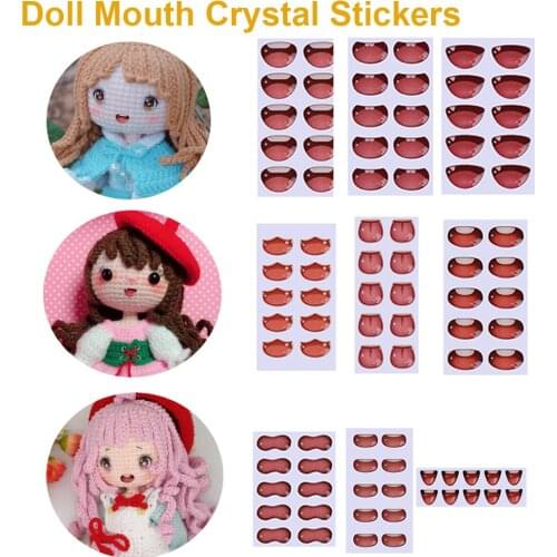10 Pcs Mouth Stickers Multi styles Cute Cartoon Anime Figurine Doll Face Organ Paster Decals DIY Glass Paper Doll Accessories