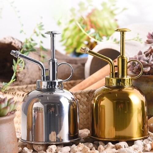300ml Stainless Steel Watering Cans Retro Water Spray Pot Metal Home Spray Kettle Hand Pressure Pouring Flower Kettle For Garden