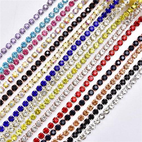5Mm Rhinestone Crystal Close Chain Trims 10 Yards Claw Glass Sew On Diamond Cup Chain Sewing Dress Diy Jewelry Craft Decorative
