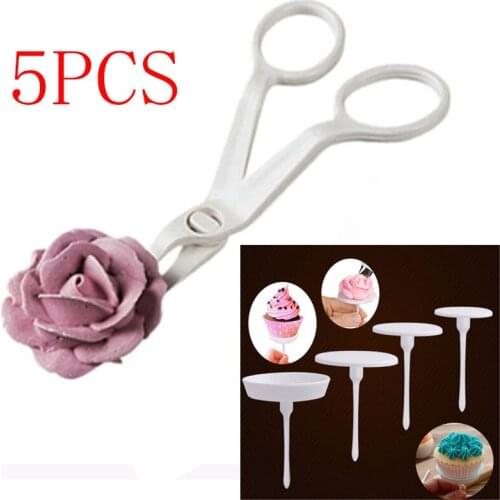5Pcs/set Piping Flower Scissors Nail Safety Rose Decor Lifter Fondant Cake Decorating Tray Cream Transfer Baking Pastry Tools 2