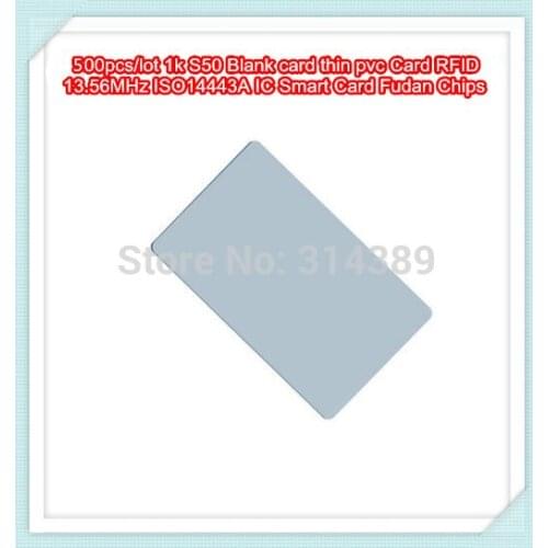 500pcs/lot 1k S50 Blank card thin pvc Card RFID 13.56MHz ISO14443A IC Smart Card Waterproof
