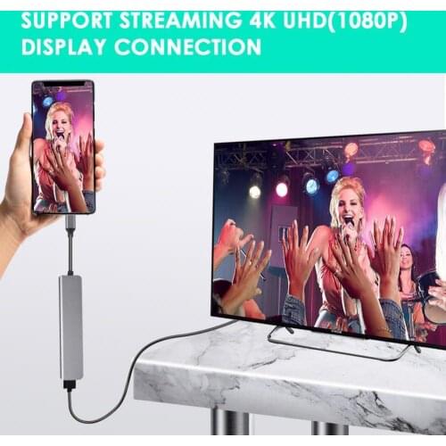 7-in-1 4K HDMI-compatible Multiport USB 3.0 to USB-C Docking Station Hub Adapter for PC Computer Laptop