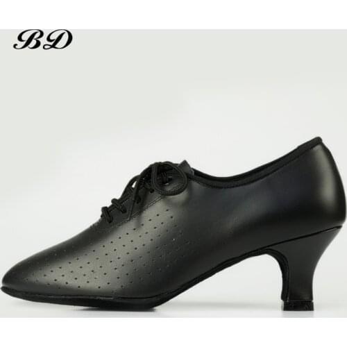 BD T2 Dance Shoes Ballroom Women Latin shoes Dancing Authentic Teachers Coaches Genuine Leather Very Durable HEEL 5.5 CM Slip-on