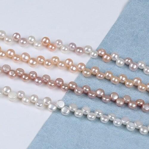 Wholesale 7-8mm AAA quality natural white pink purple button loose freshwater pearl beads top hole strand jewelry