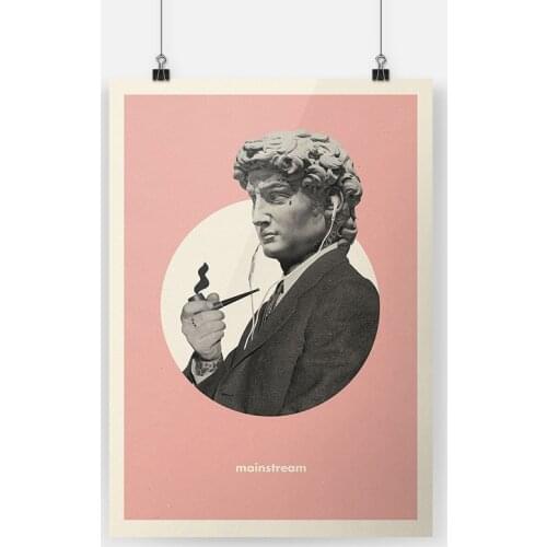 David Michelangelo Vintage Poster Framed Wooden Frame Canvas Painting Wall Art Decor Living Room Study Home Decoration Prints