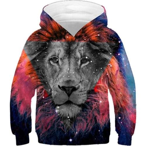 2020 Children Fashion Hoodies Boy/Girl 3D Sweatshirts Print Harajuku Animal Colorful Lion Star Hooded Tops Kids Pullover Clothes