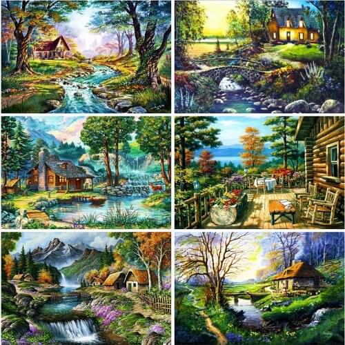 Evershine 5D DIY Diamond Embroidery House Rhinestone Art Diamond Painting Landscape Cross Stitch Mosaic Home Decoration