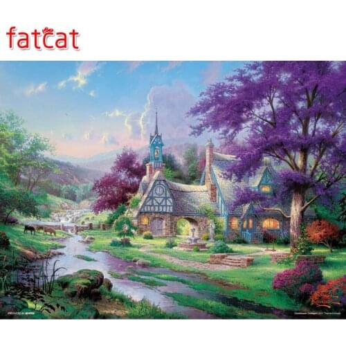 FATCAT Wonderland House 5D Diy Diamond Painting Full Square Round Drill landscape Diamond embroidery Rhinestone Picture AE684