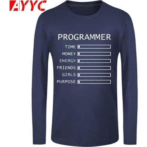 AYYC long sleeve tee Computer Programmer Time Money Geek Nerd Funny T Shirt Men Short Sleeve Cotton Casual T-shirts