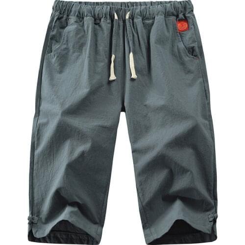 Chinese Style Summer Men Linen Pants 2021 Men Wide Leg Trousers Male HipHop casual shorts Man Joggers Calf-Length Pants