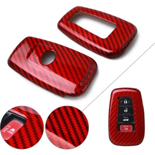 Red Carbon Fiber Key Fob Case Shell Cover For Toyota Camry C-HR Corolla Prius RAV4 TOD Key Car Accessories