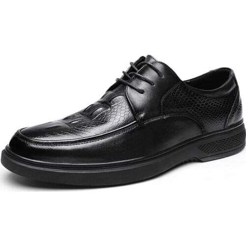Top Layer Cowhide Crocodile Pattern Lace-up Business Dress Shoes Men Shoes Classic Leather Men Suits Shoes Fashion Men Oxfords